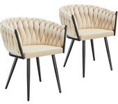 Tectake juego de sillas de comedor acolchada, con tapizado de terciopelo, diseño anudado