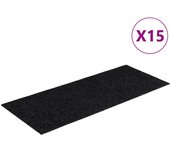 Alfombrilla autoadhesiva escalera 15 piezas | alfombras de escalera | tapetes de escalera negro 60x25 cm cfw65072
