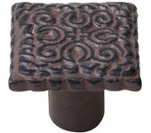 Tirador 32x32mm hierro envejecido patina marrón mate, lote de 24