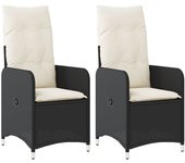 2 uds sillones reclinable jardín | silla de exterior | sillon cojines ratán sintético negro cfw53560