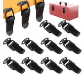 10 cerraduras de palanca con resorte, cerraduras de palanca bloqueables de acero inoxidable, caja de herramientas para cajón de gabinete, color negro