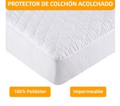 Home mercury - protector de colchón acolchado, impermeable, ajustable, anti ácaros, 100%poliéster (cama 135)
