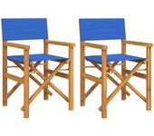 Sillas de director plegables 2 unidades madera maciza teca azul