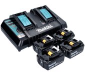 Batería de 18v + kit de fuente de alimentación de doble carcasa | 4x batería 5.0ah