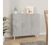 Aparador | aparador de comedor | armario de cocina de madera de ingeniería gris hormigón 90x34x80 cm cfw72784