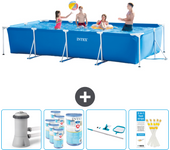 Paquete de piscina - intex - rectángulo - 450x220x84 cm + accesorios cb94