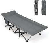 Costway cama plegable camping, cama camping con cojín cómodo, reposacabezas y bolsillo lateral, catre plegable camping, bolsa de transporte, peso neto