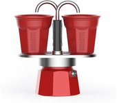 Cafetera bialetti mini express roja 2tz + 2 tazas