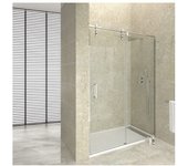 Mampara frontal fijo + corredera moving transparente cromado 115 cm