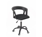 Silla de oficina con ruedas, reposabrazos, asiento acolchado, altura ajustable, giratoria, base metálica aya (negro)