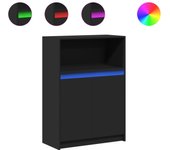 Aparador | aparador de comedor | armario de cocina con led madera de ingeniería negro 72x34x100 cm cfw60538