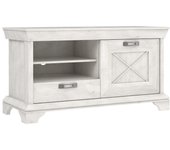 Mueble tv 120 cm ancho karen. mueble televisión rústico moderno color blanco pino con detalles decorativos.