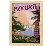 Poster vintage de playa tropical. con imagenes vintage y de publicidad antigua. marco blanco - a3