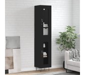 Aparador alto | aparador de comedor | armario de cocina de madera contrachapada negro 34,5x34x180 cm cfw40755