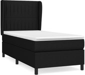 Cama somier tapizada con colchón de tela negra 90x200 cm