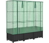 Jardinera，arriate ，macetacon cubierta invernadero aspecto ratán 120x40x138 cm cfw80509