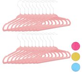 Relaxdays pack de 20 perchas infantiles antideslizantes, ganchos giratorios, plástico-terciopelo, rosa bebé