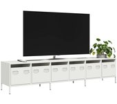 Maison exclusive - mueble para tv acero laminado en frío blanco 202x39x43,5 cm