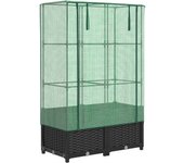 Jardinera，arriate ，macetacon cubierta invernadero aspecto ratán 80x40x138 cm cfw80991