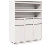 Aparador alto | aparador de comedor | armario de cocina de madera maciza de pino blanco 89x34x116,5 cm cfw168015