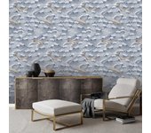 Papel pintado diseño marino para salón y dormitorio olas y ballenas