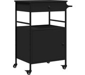 Carrito de cocina，estantería de cocina, carrito de servir de madera de ingeniería negro 56x43x89,5 cm cfw50838