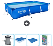 Paquete de piscina - bestway - rectángulo - 300x201x66 cm + accesorios cb80