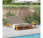 Vidaxl tumbona doble con ruedas y cojín de madera de acacia maciza