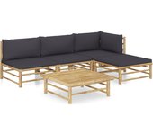 Maison exclusive - set de muebles de jardín 5 piezas bambú con cojines gris oscuro