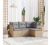 Conjunto de muebles de jardín de ratán beige de 4 piezas con cojines vidaxl