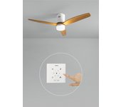 Wind calm natural wood - función verano/invierno - ventilador de techo 40w silencioso ø132 cm con luz con controlador de pared y mando a distancia