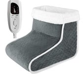 Calentador de pies eléctrico, calentador de pies con 3 niveles de temperatura y apagado automático, lavable a máquina, gris