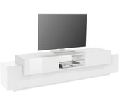 Amato mueble para tv, aparador bajo de salón, base para mueble para televisión, 100% made in italy, 220x40h51 cm, blanco brillo