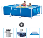 Paquete de piscina - intex - rectángulo - 220x150x60 cm + accesorios cb76