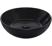 Schulte lavabo, 38 x 13 cm, redondo, de apoyo, con desagüe, cerámica, lavabo redondo, negro mate, beco