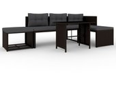 Set de muebles de jardín 4 piezas | conjunto de comedor | conjunto de descanso ratán sintético marrón cfw224858
