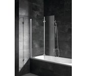 Schulte mampara de bañera plegable 104 x 130 cm, biombo de bañera abatible, vidrio 5 mm, móvil 2 hojas, perfil de aluminio-plata
