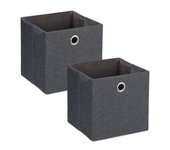 Relaxdays cajas almacenaje cuadradas, cestos organizadores tela, set de 2, 30,5x30,5x30,5 cm, plegables, color a elegir