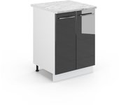 Vicco mueble bajo de cocina fame-line, antracita alto brillo, 60 cm , et mármol