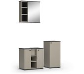 Vicco conjunto de muebles de baño joli, gris, 3 piezas, con armario midi