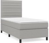 Somier de láminas con colchón gris claro 90x200 cm tejido
