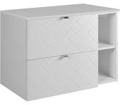 Mueble de baño, blanco mate, 80 x 57 x 46 cm, tiradores plateados