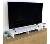 Soporte tv madera fsc®, elevador de pantalla tv. henor. 115x35x12 cm. blanco