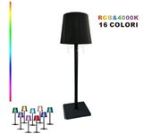 Lámpara de mesa táctil led colores rgb+4000k recargable bar restaurante negro