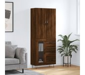 Aparador alto | aparador de comedor | armario de cocina madera contrachapada marrón roble 69,5x34x180 cm cfw52347