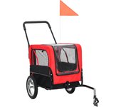 Remolque de bicicleta para mascotas cochecito 2 en 1 rojo negro