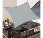 Vela de sombra rectangular de 2 x 2 m, impermeable, de pes, color gris, con 95 % de protección uv para patio y jardín al aire libre.