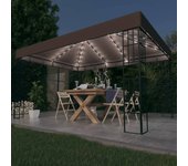 Maison exclusive - carpa cenador de jardín con tira de luces led 4x3 m taupé