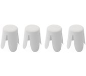Taburetes apilable de borreguito texturizado, set de 4, niki, blanco, 44x30x46 cm