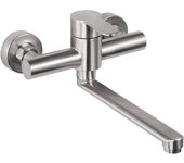 Grifo de cocina de acero inoxidable montado en la pared, grifo mezclador giratorio de 360°, grifo para fregadero de cocina, agua fría y caliente, orif